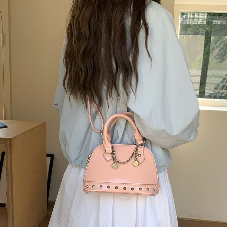 Bag Faux Leather Studded Crossbody