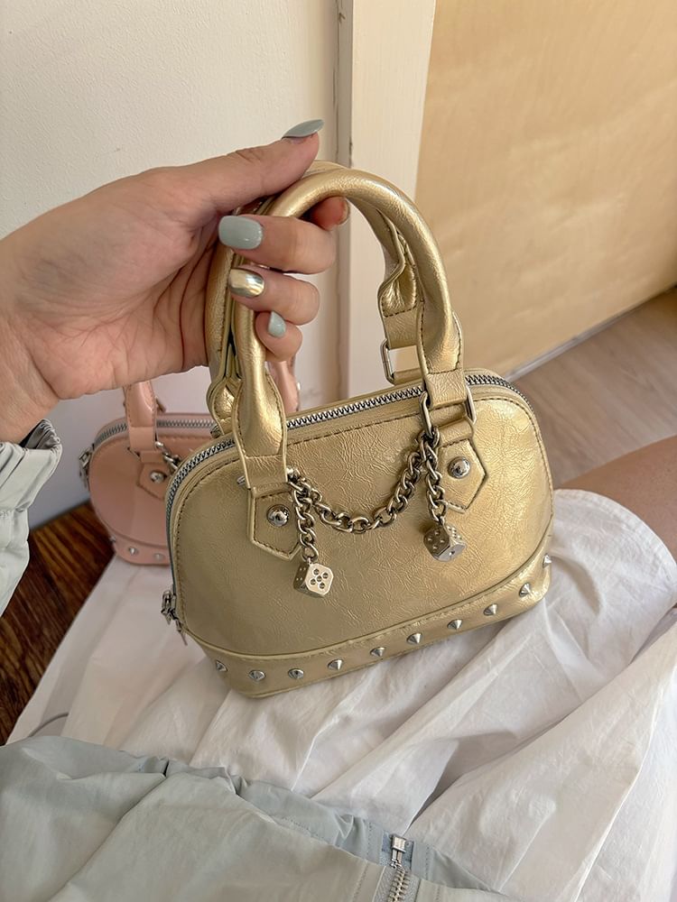Bag Faux Leather Studded Crossbody