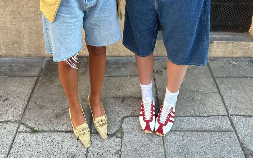 Shorts Pocket Straight-Leg Washed Denim Low Waist