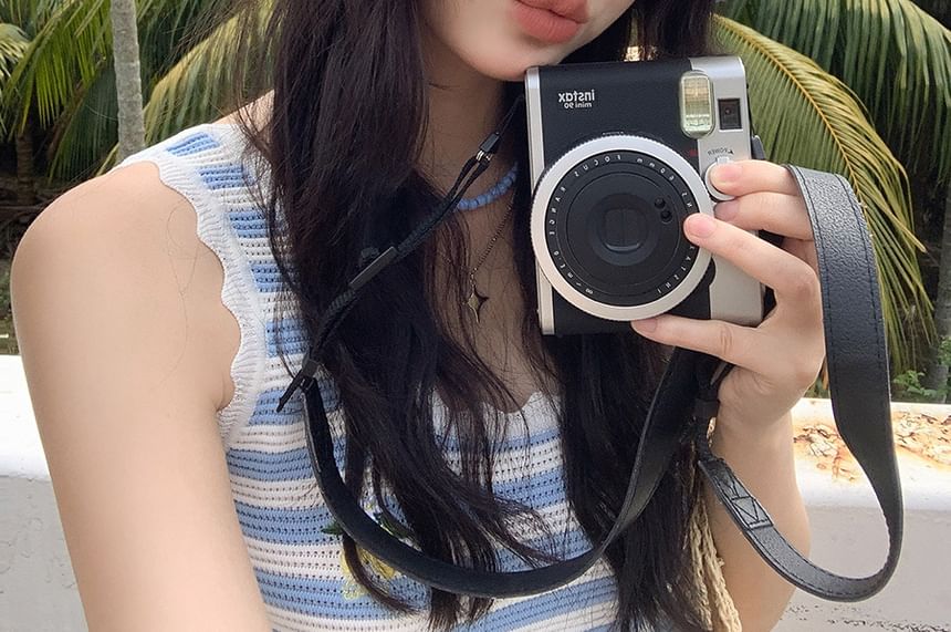 Applique Contrast Bucket Lettering Hat Knit Trim