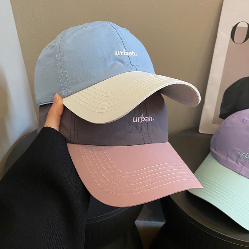 Two-Tone Lettering Cap Embroidered Baseball