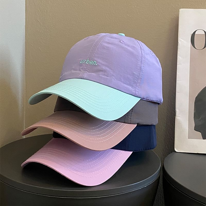 Two-Tone Lettering Cap Embroidered Baseball