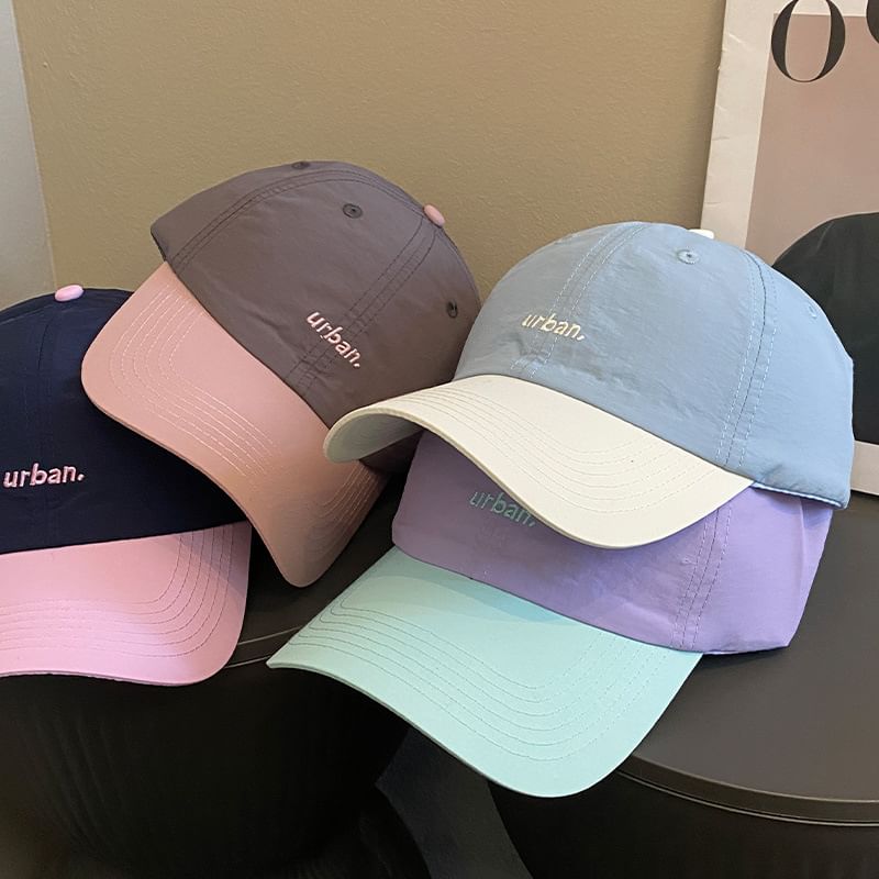 Two-Tone Lettering Cap Embroidered Baseball