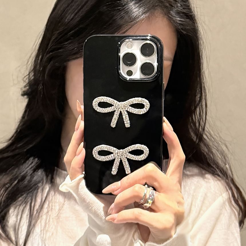 Phone Bow Rhinestone Case