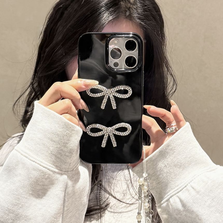 Phone Bow Rhinestone Case