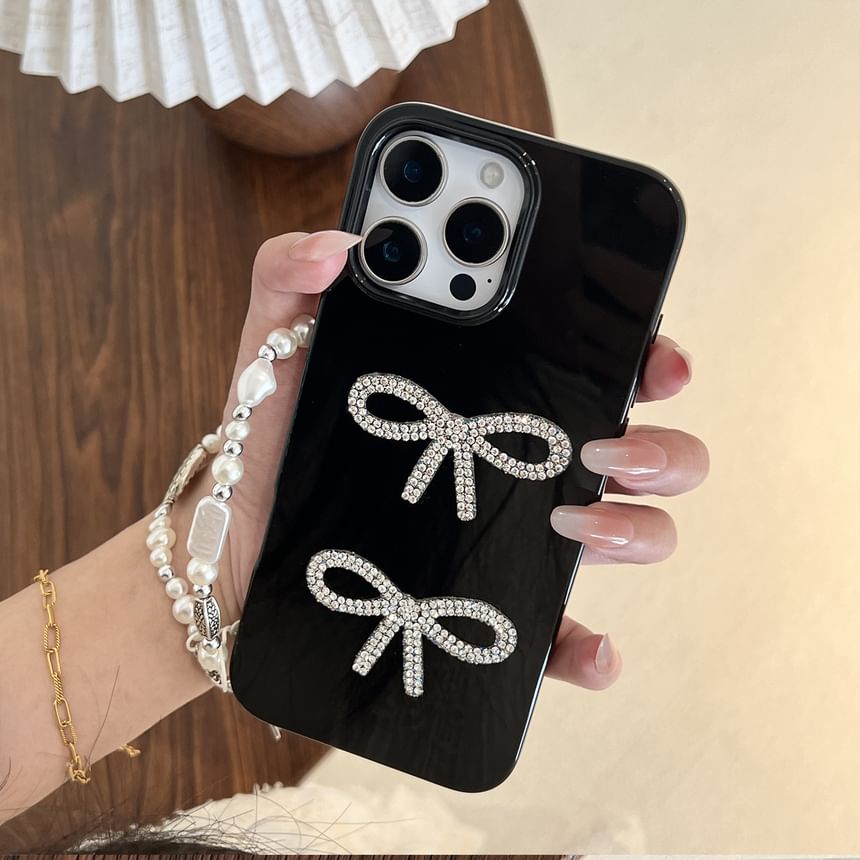 Phone Bow Rhinestone Case