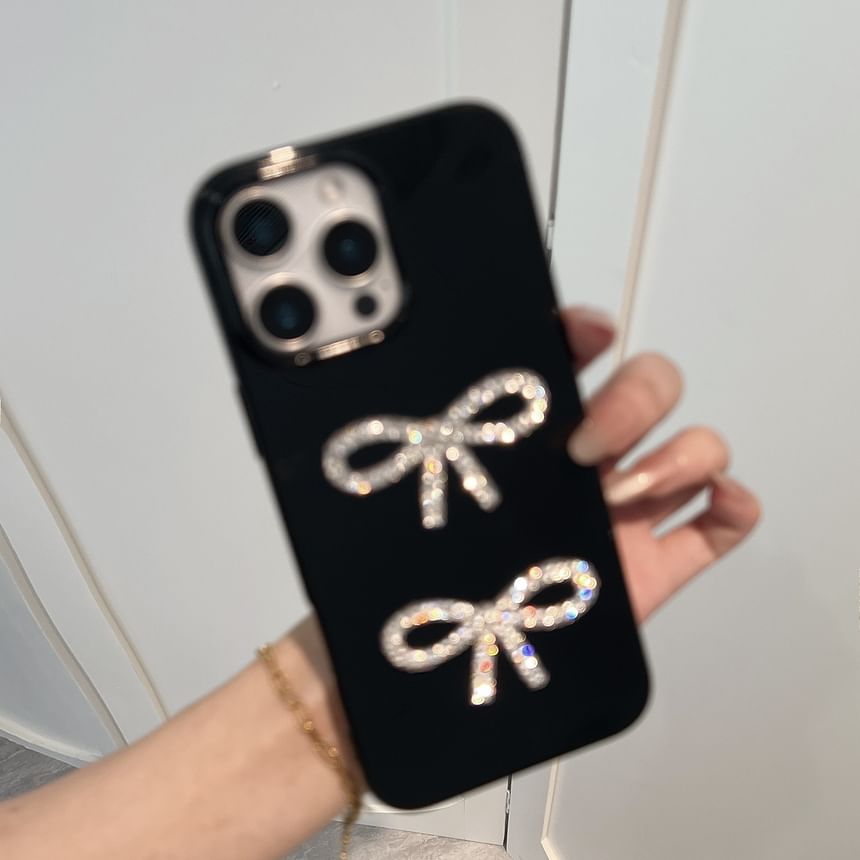 Phone Bow Rhinestone Case