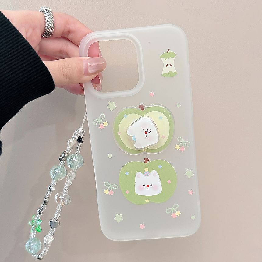 Rotatable Case Adhesive Phone Decoration Strap Dog Apple Set /