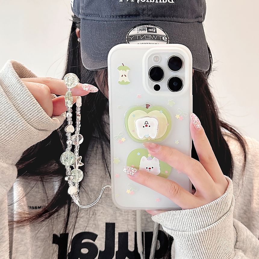 Rotatable Case Adhesive Phone Decoration Strap Dog Apple Set /