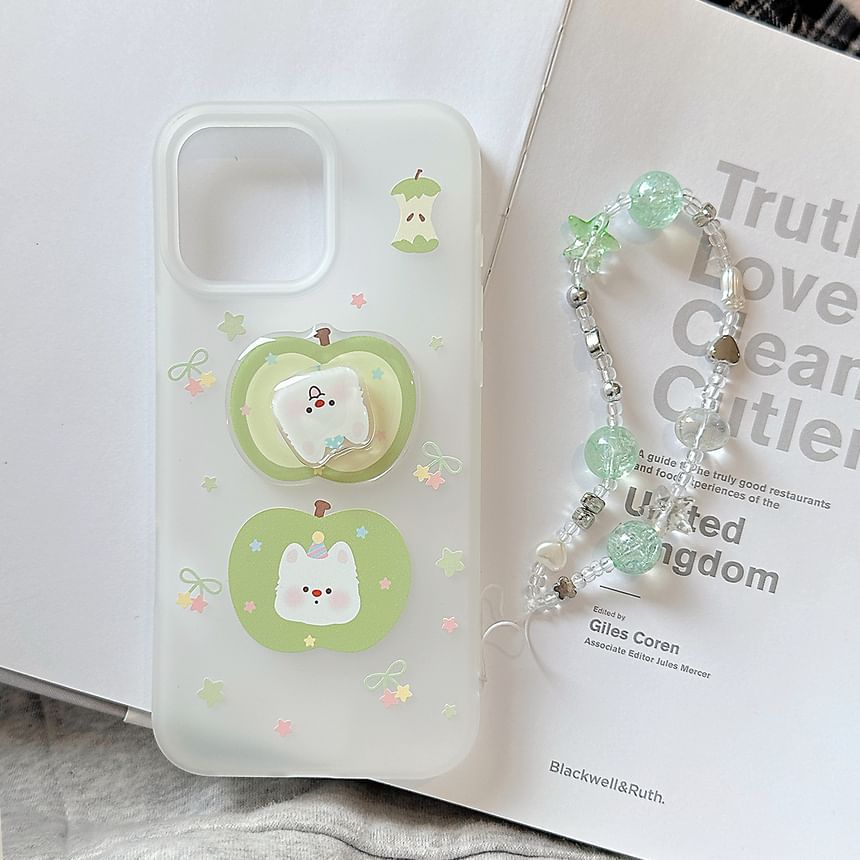 Rotatable Case Adhesive Phone Decoration Strap Dog Apple Set /