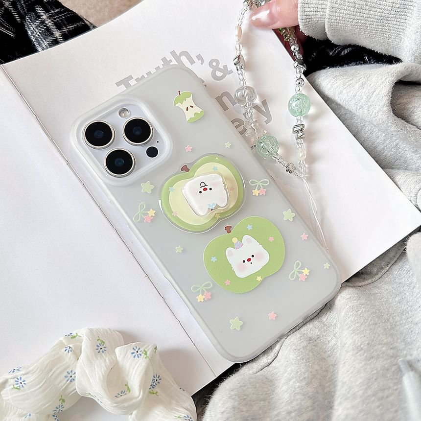 Rotatable Case Adhesive Phone Decoration Strap Dog Apple Set /