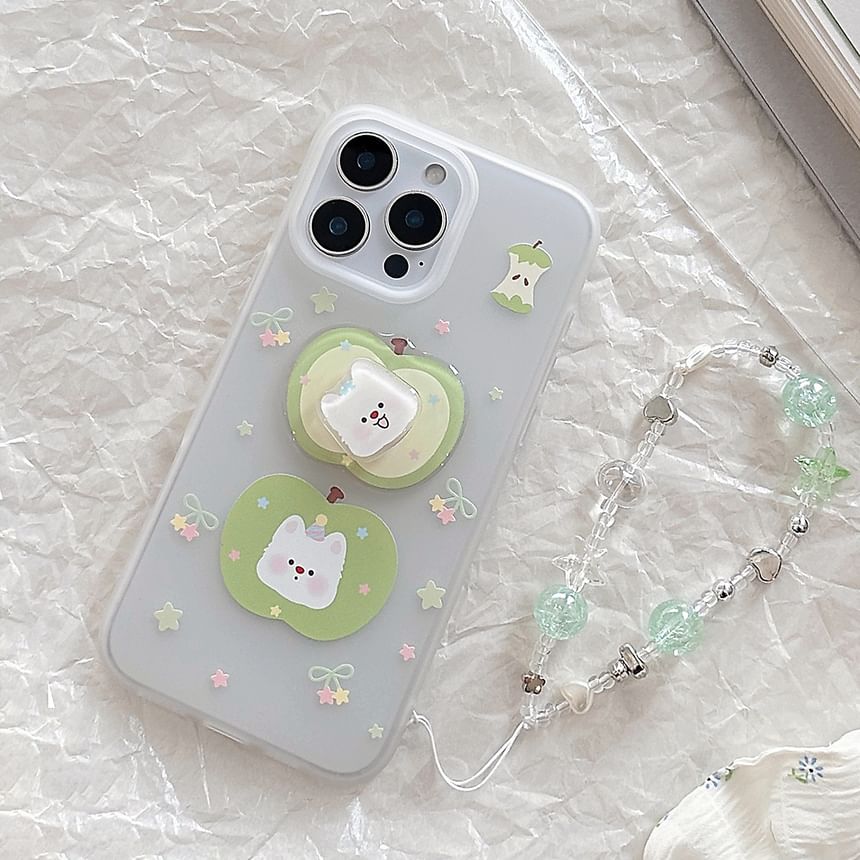 Rotatable Case Adhesive Phone Decoration Strap Dog Apple Set /