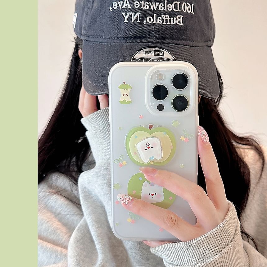 Rotatable Case Adhesive Phone Decoration Strap Dog Apple Set /