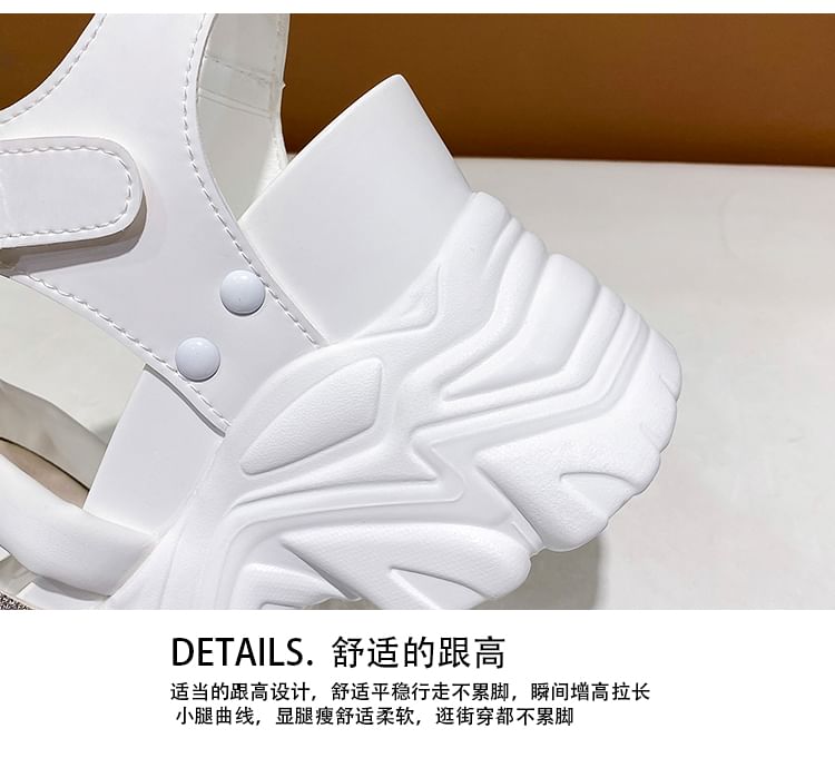 Chunky Rhinestone Heel Strappy Platform Sandals