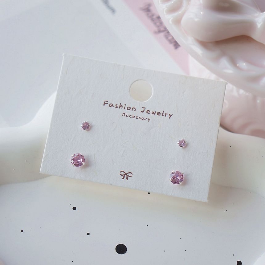 Sterling Stud of 925 CZ Silver 4: Earring Set