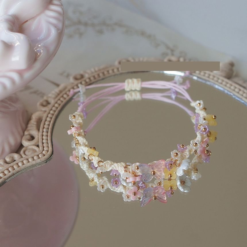 Flower Bead String Bracelet