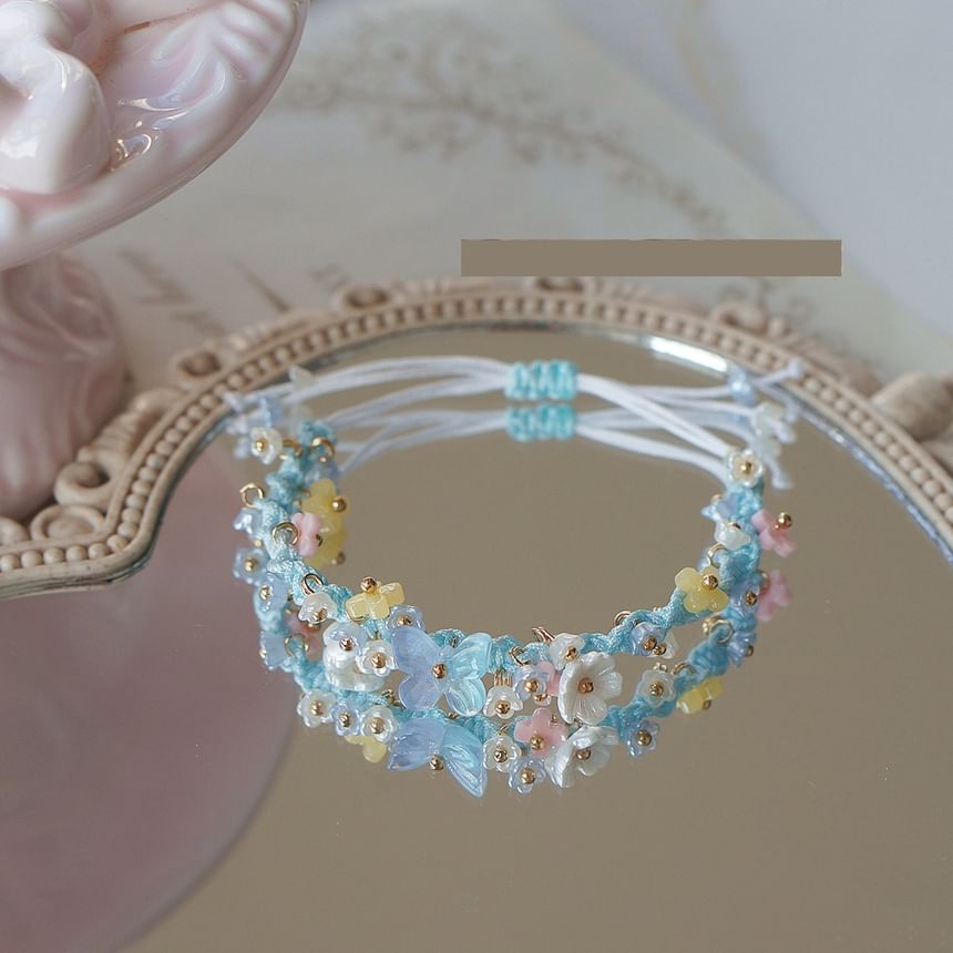 Flower Bead String Bracelet