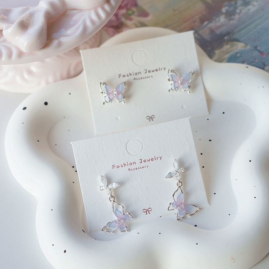 925 Sterling Silver Butterfly Stud Earring / Drop Earring