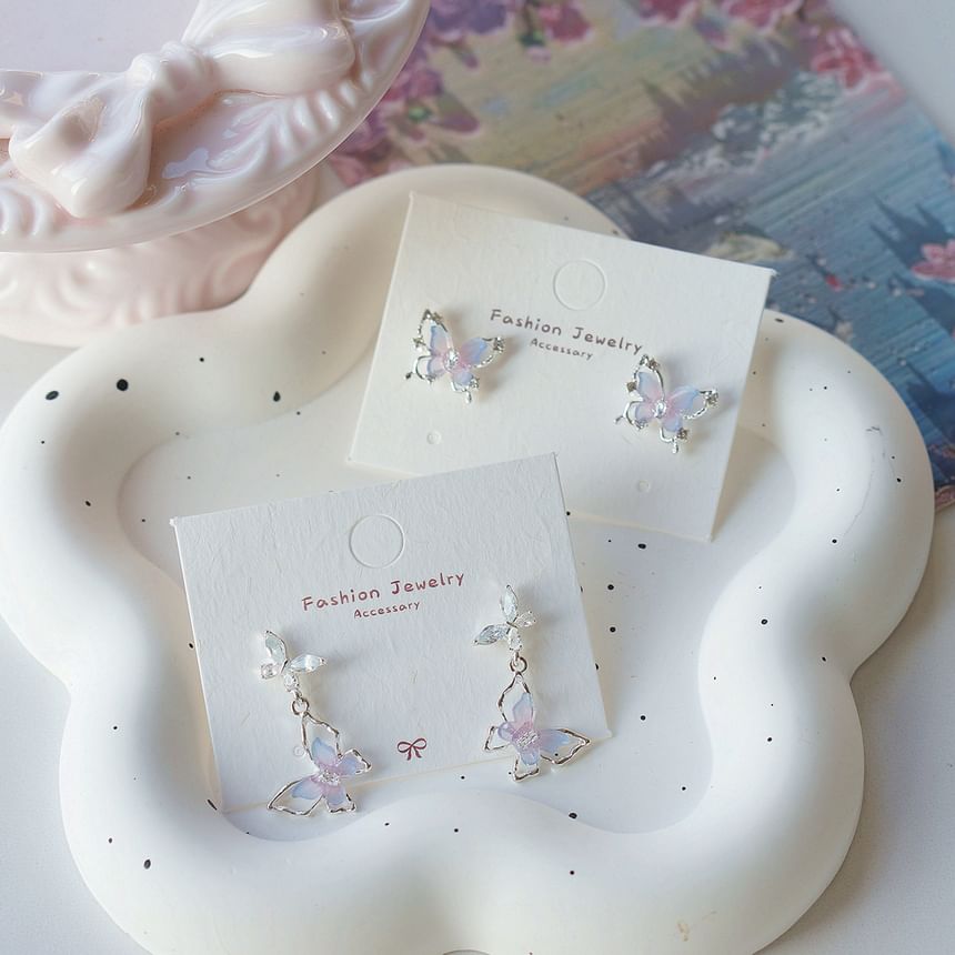 925 Sterling Silver Butterfly Stud Earring / Drop Earring