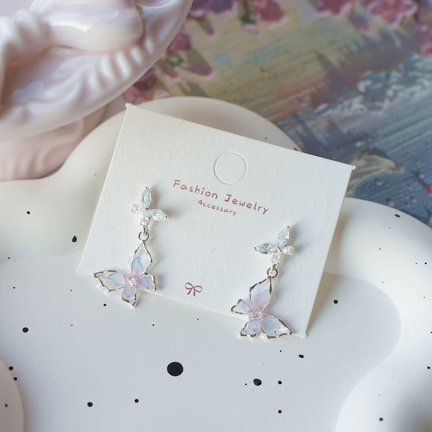 925 Sterling Silver Butterfly Stud Earring / Drop Earring