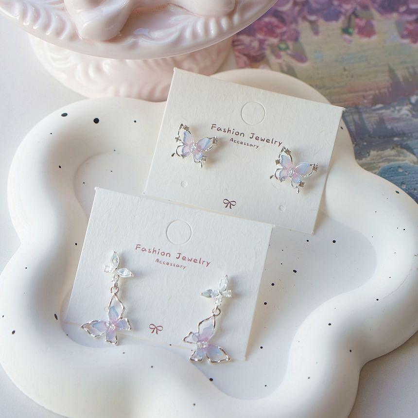 925 Sterling Silver Butterfly Stud Earring / Drop Earring