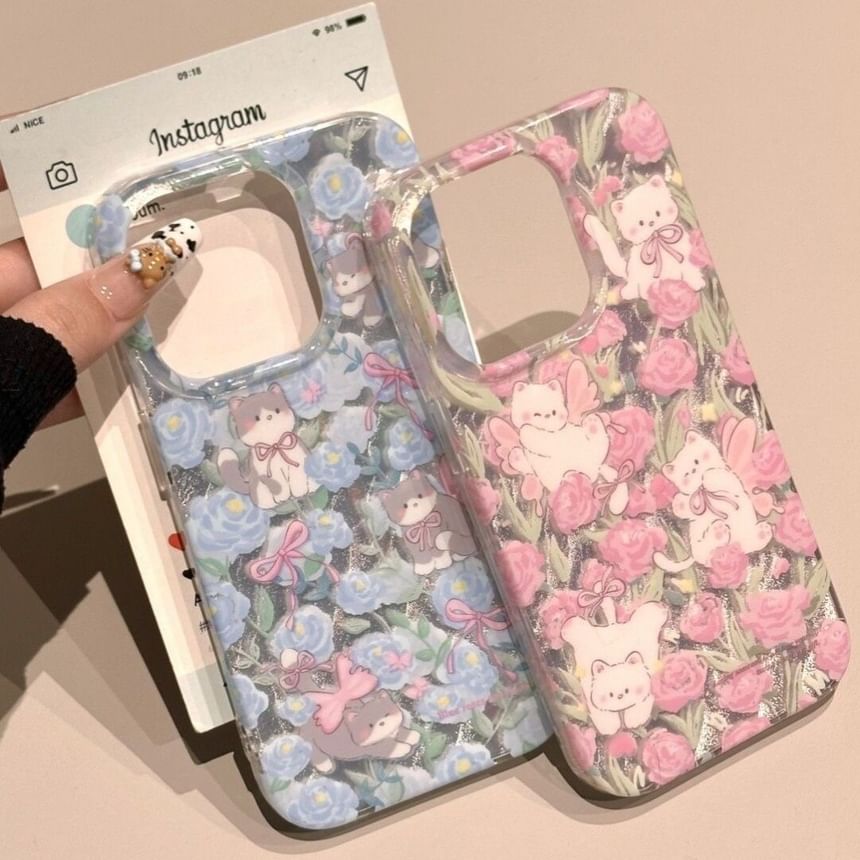 Phone Case Floral Cat