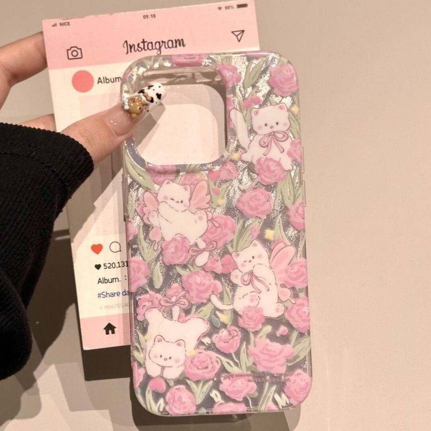 Phone Case Floral Cat
