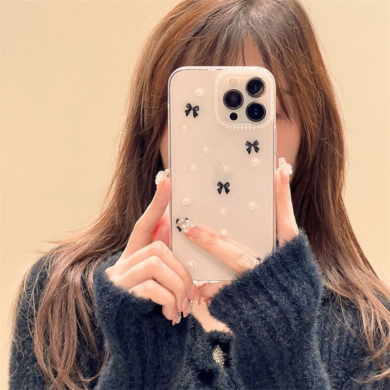 Bow Pearl Faux Case iPhone