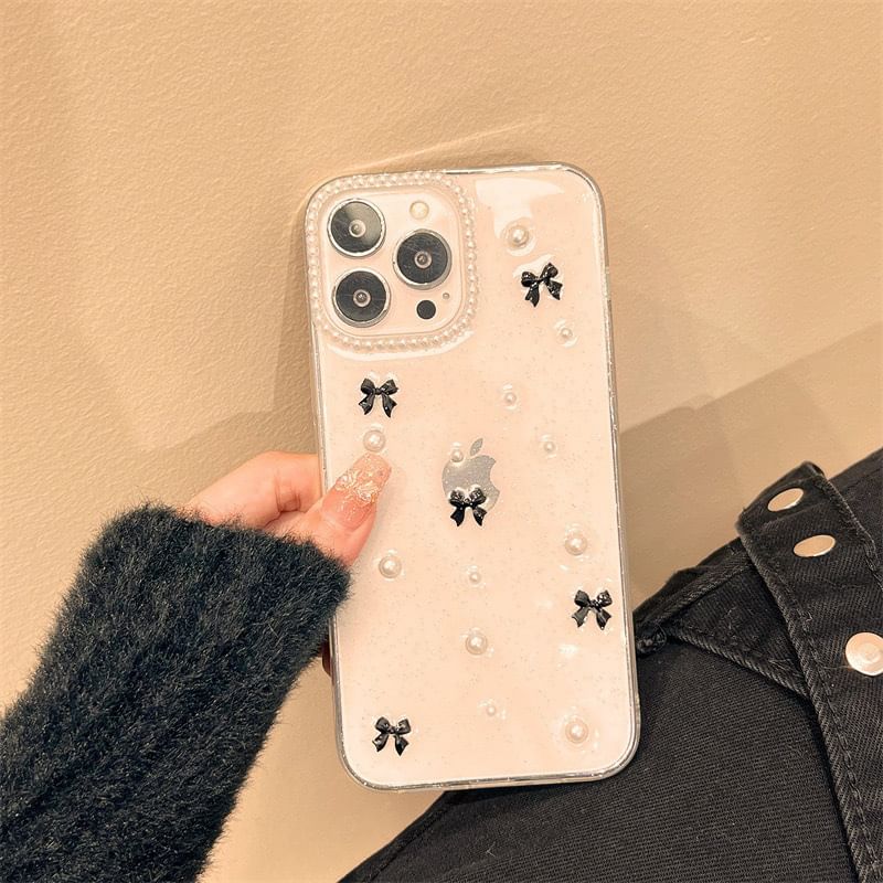 Bow Pearl Faux Case iPhone