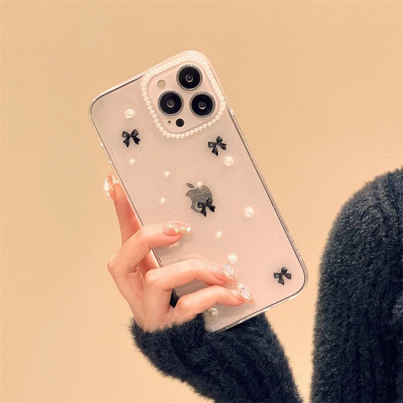 Bow Pearl Faux Case iPhone