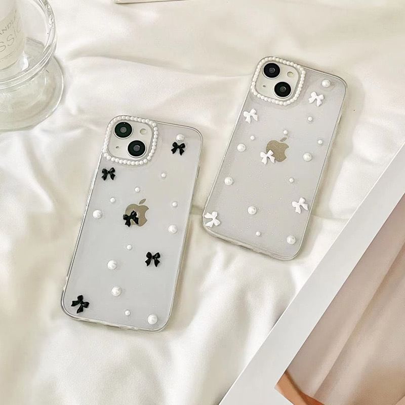Bow Pearl Faux Case iPhone