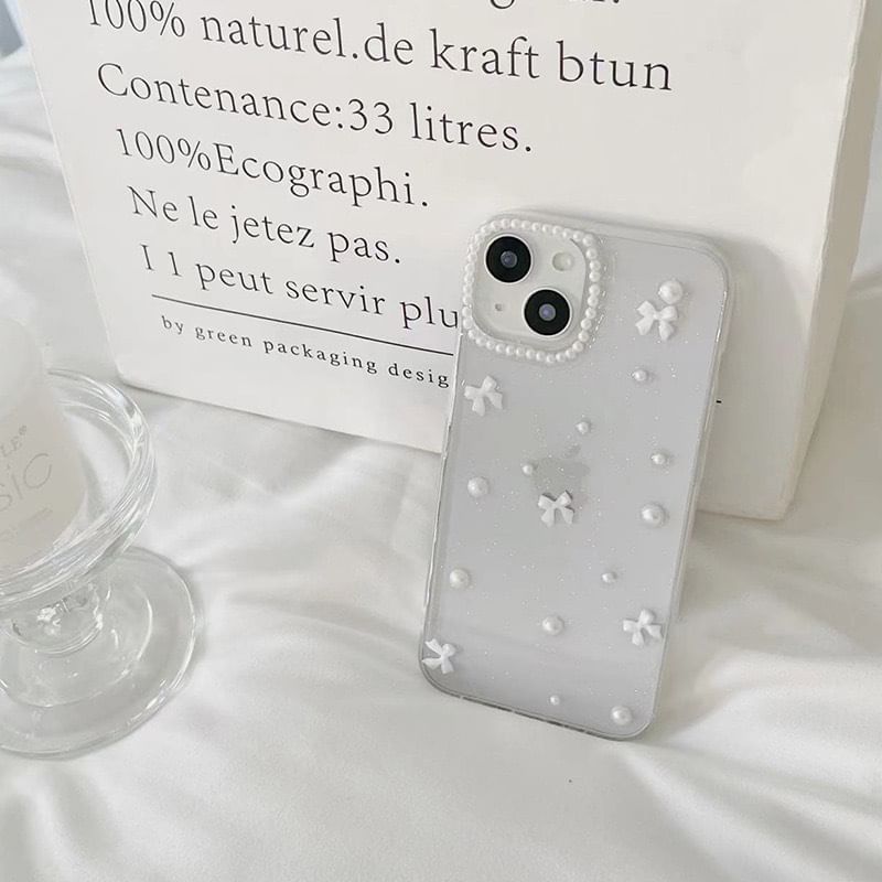 Bow Pearl Faux Case iPhone