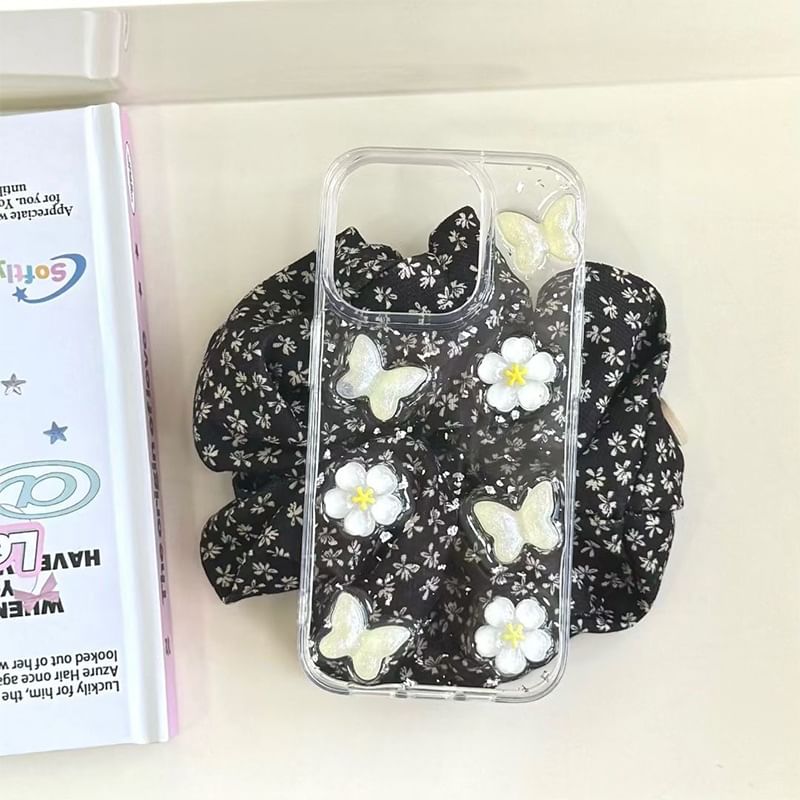 Case Glitter iPhone Floral