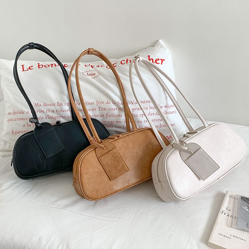 Faux Shoulder Leather Bag Plain