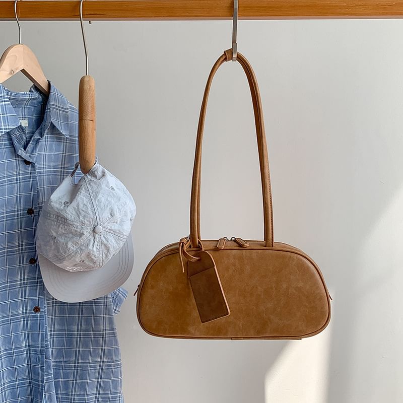 Faux Shoulder Leather Bag Plain