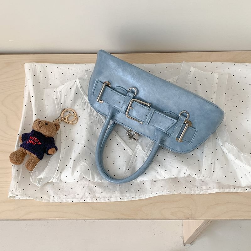 Shoulder Buckled Leather Bag Faux