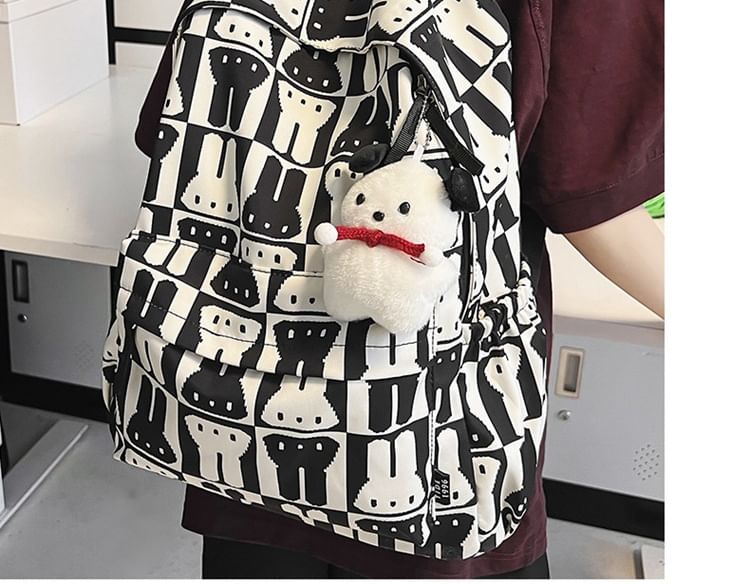 Multi-Pocket Print Rabbit Backpack