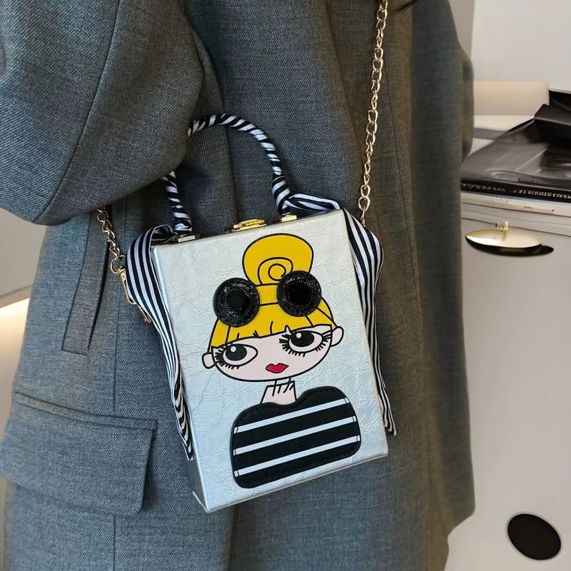 Strap Crossbody Cartoon Chain Print Bag