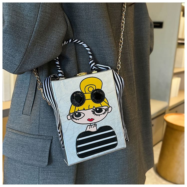 Strap Crossbody Cartoon Chain Print Bag