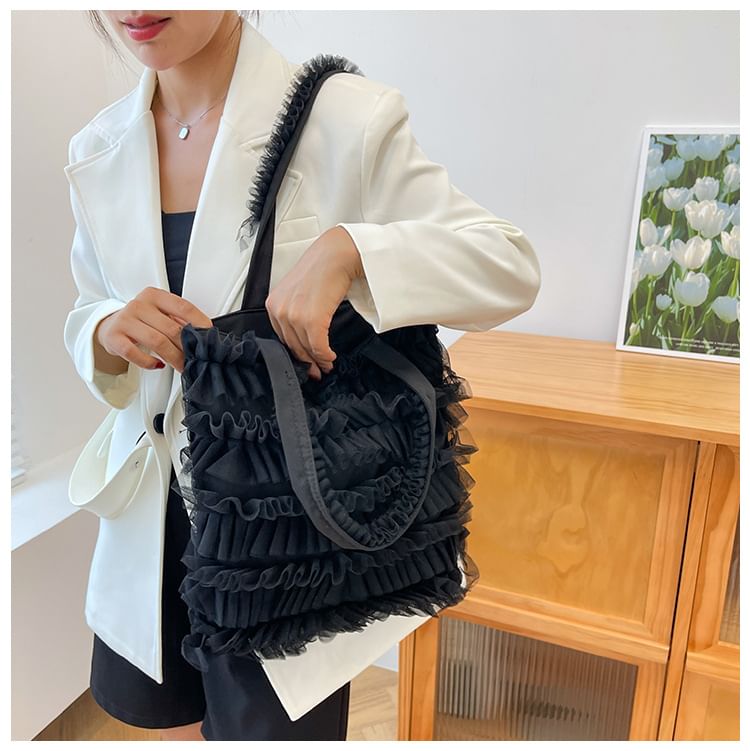 Ruffle Shopper Bag Plain