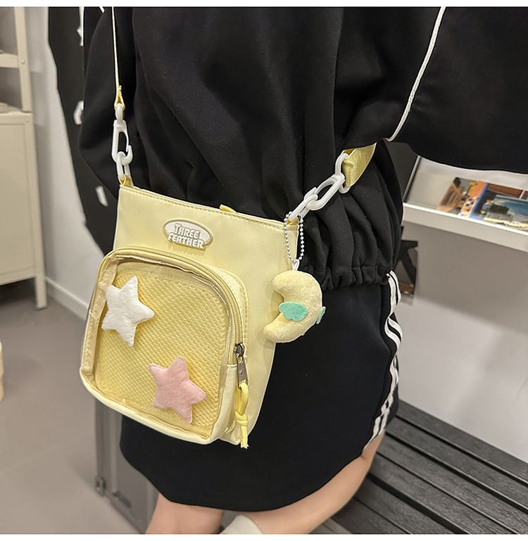 Multi-Pocket Lettering Bag Crossbody