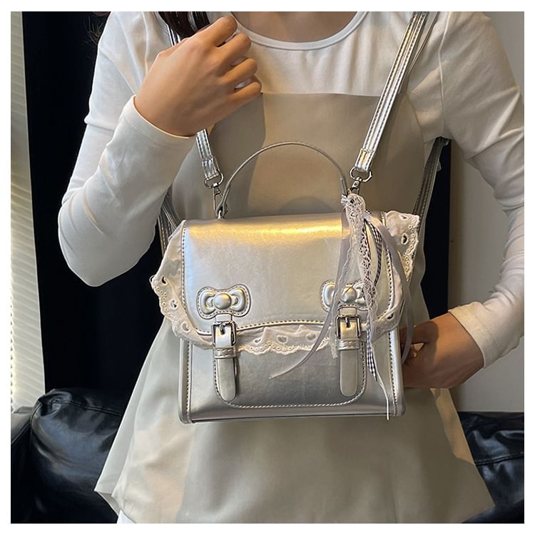Backpack Flap Bow Lace Trim