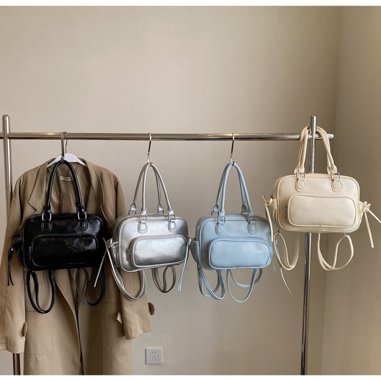 Leather Multi-Pocket Faux Multi-Way Backpack