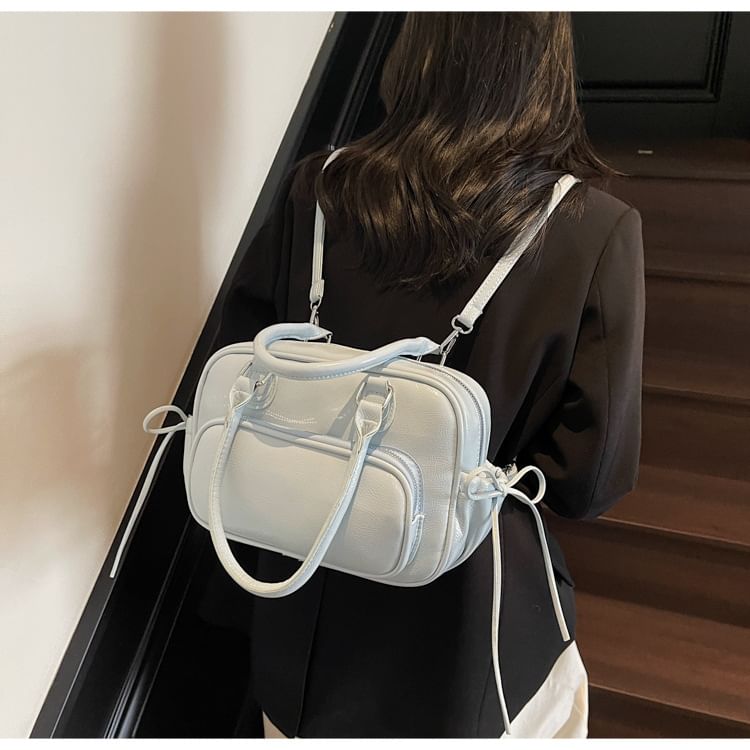 Leather Multi-Pocket Faux Multi-Way Backpack