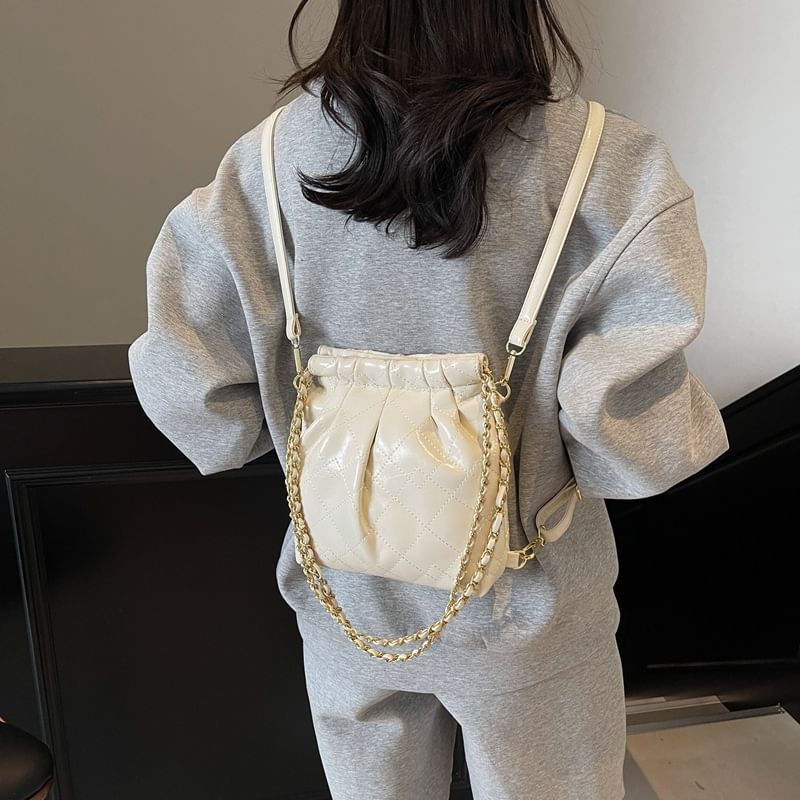 Multi-Way Shoulder Faux Strap Leather Chain Bag Quilted