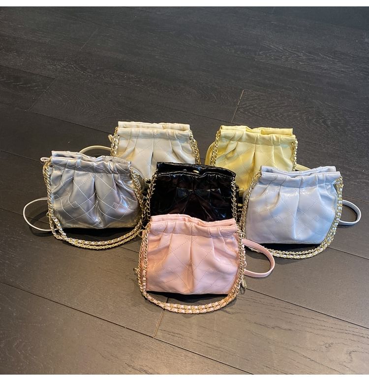 Multi-Way Shoulder Faux Strap Leather Chain Bag Quilted