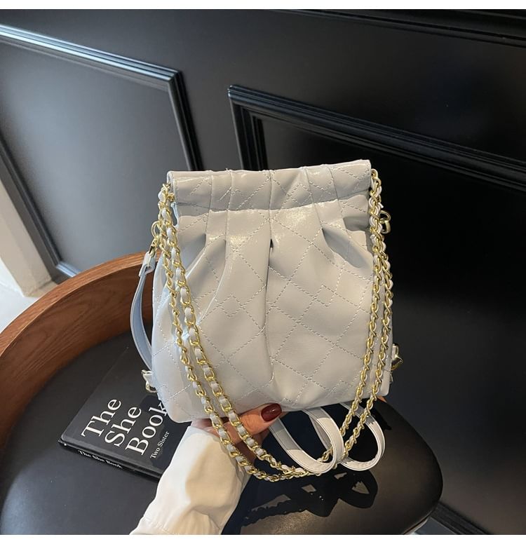 Multi-Way Shoulder Faux Strap Leather Chain Bag Quilted