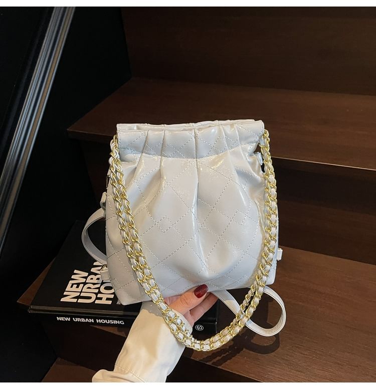 Multi-Way Shoulder Faux Strap Leather Chain Bag Quilted
