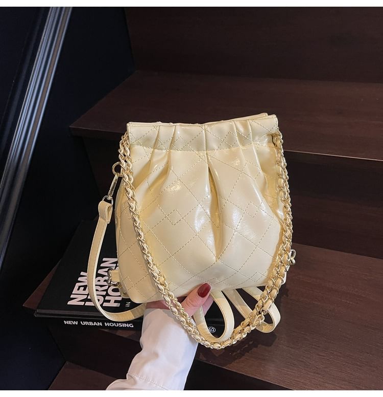 Multi-Way Shoulder Faux Strap Leather Chain Bag Quilted