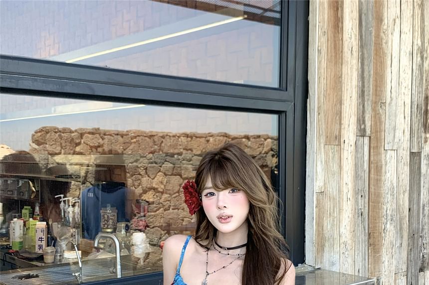 Tie-Up Asymmetrical Top Cami Floral Print